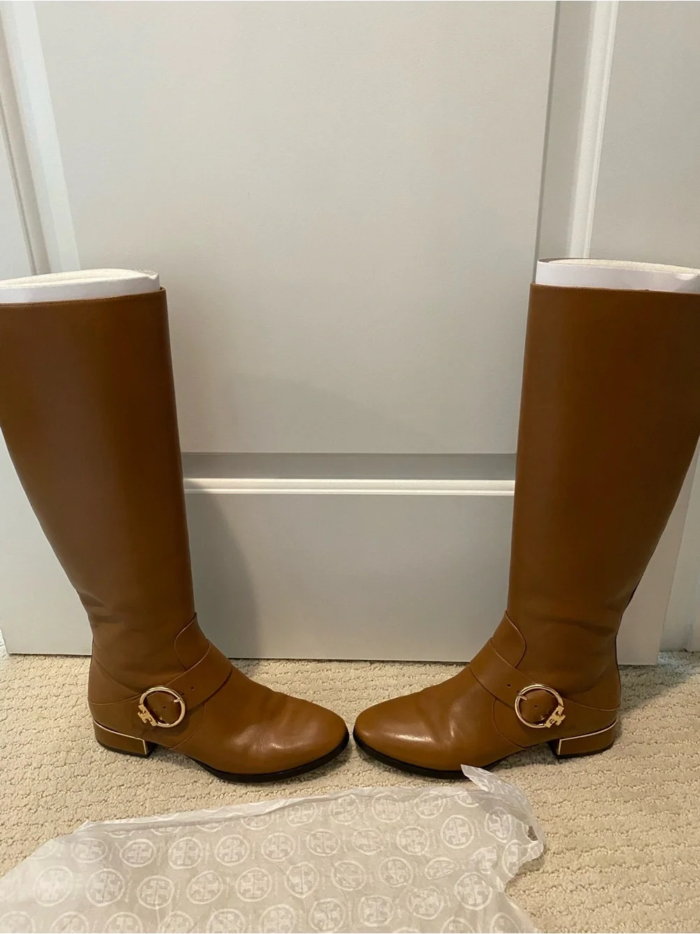 Tory Burch Cognac Leather Knee-High Riding Boots